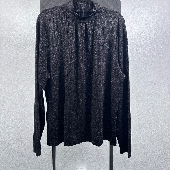 La Joie Sparkly Black Long Sleeve Turtleneck Size 3X - Picture 1 of 8